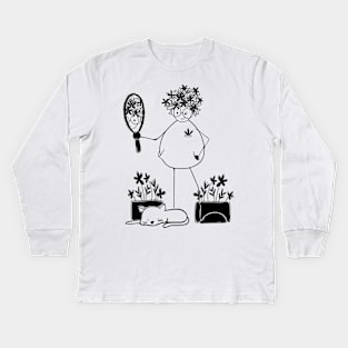 Self Love minimalist line art Kids Long Sleeve T-Shirt